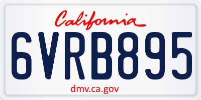 CA license plate 6VRB895