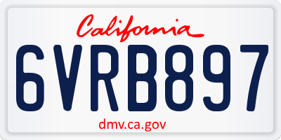 CA license plate 6VRB897