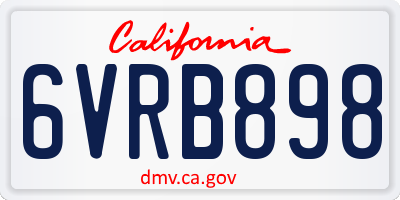 CA license plate 6VRB898