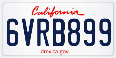 CA license plate 6VRB899