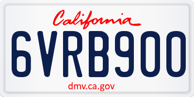 CA license plate 6VRB900