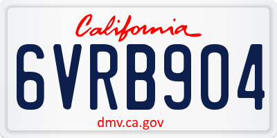 CA license plate 6VRB904