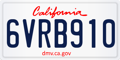 CA license plate 6VRB910