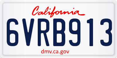 CA license plate 6VRB913