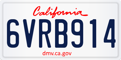 CA license plate 6VRB914