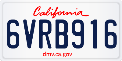 CA license plate 6VRB916