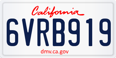 CA license plate 6VRB919