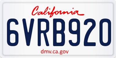 CA license plate 6VRB920