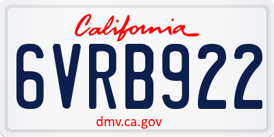 CA license plate 6VRB922