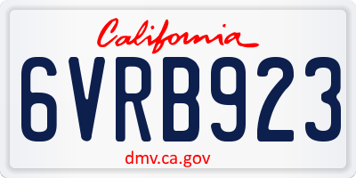 CA license plate 6VRB923