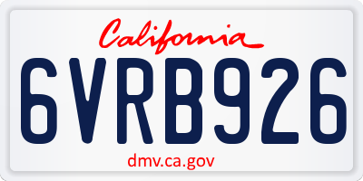 CA license plate 6VRB926