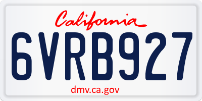 CA license plate 6VRB927