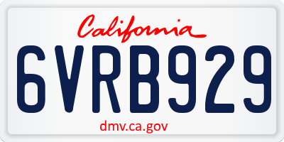 CA license plate 6VRB929