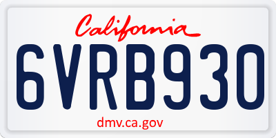 CA license plate 6VRB930
