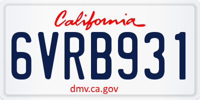CA license plate 6VRB931