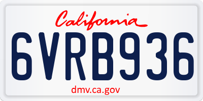 CA license plate 6VRB936