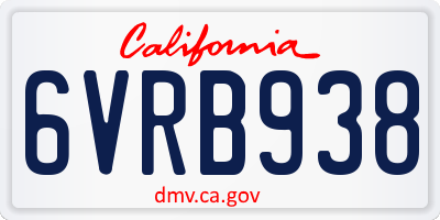 CA license plate 6VRB938
