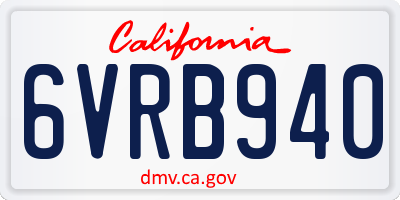 CA license plate 6VRB940