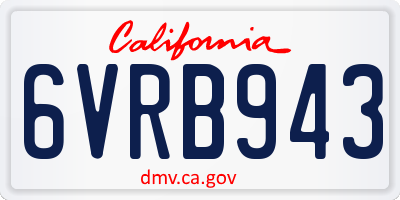 CA license plate 6VRB943