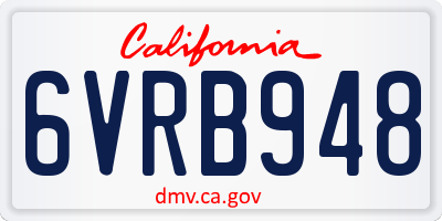 CA license plate 6VRB948