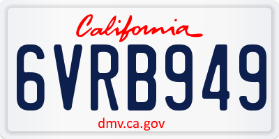 CA license plate 6VRB949