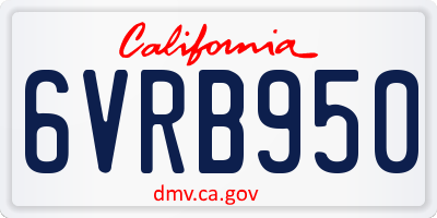 CA license plate 6VRB950