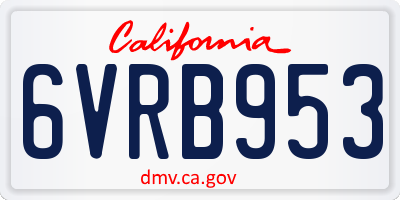 CA license plate 6VRB953