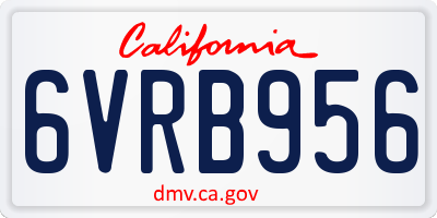 CA license plate 6VRB956
