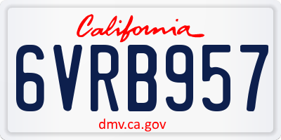 CA license plate 6VRB957