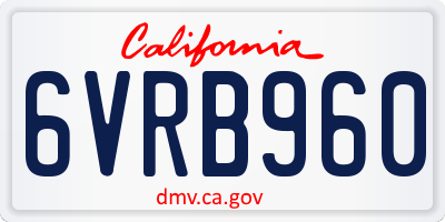 CA license plate 6VRB960