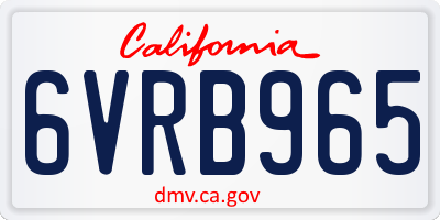 CA license plate 6VRB965
