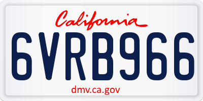 CA license plate 6VRB966