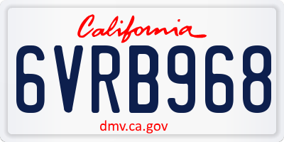 CA license plate 6VRB968
