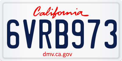 CA license plate 6VRB973