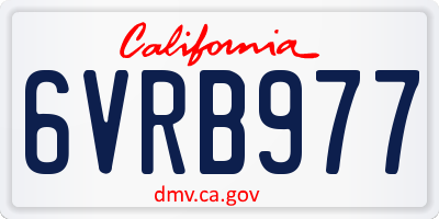 CA license plate 6VRB977