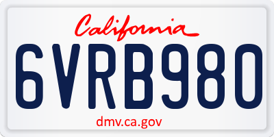 CA license plate 6VRB980