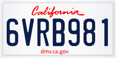 CA license plate 6VRB981