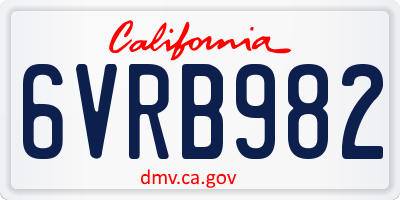 CA license plate 6VRB982