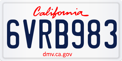 CA license plate 6VRB983