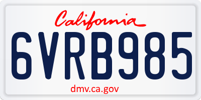 CA license plate 6VRB985