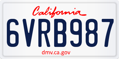 CA license plate 6VRB987