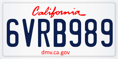 CA license plate 6VRB989