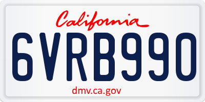 CA license plate 6VRB990