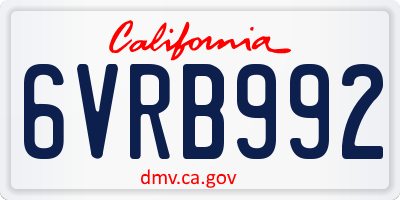 CA license plate 6VRB992