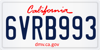 CA license plate 6VRB993