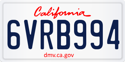 CA license plate 6VRB994