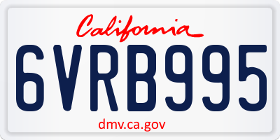 CA license plate 6VRB995