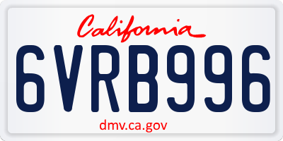 CA license plate 6VRB996