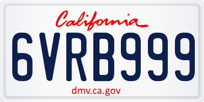 CA license plate 6VRB999