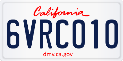 CA license plate 6VRC010